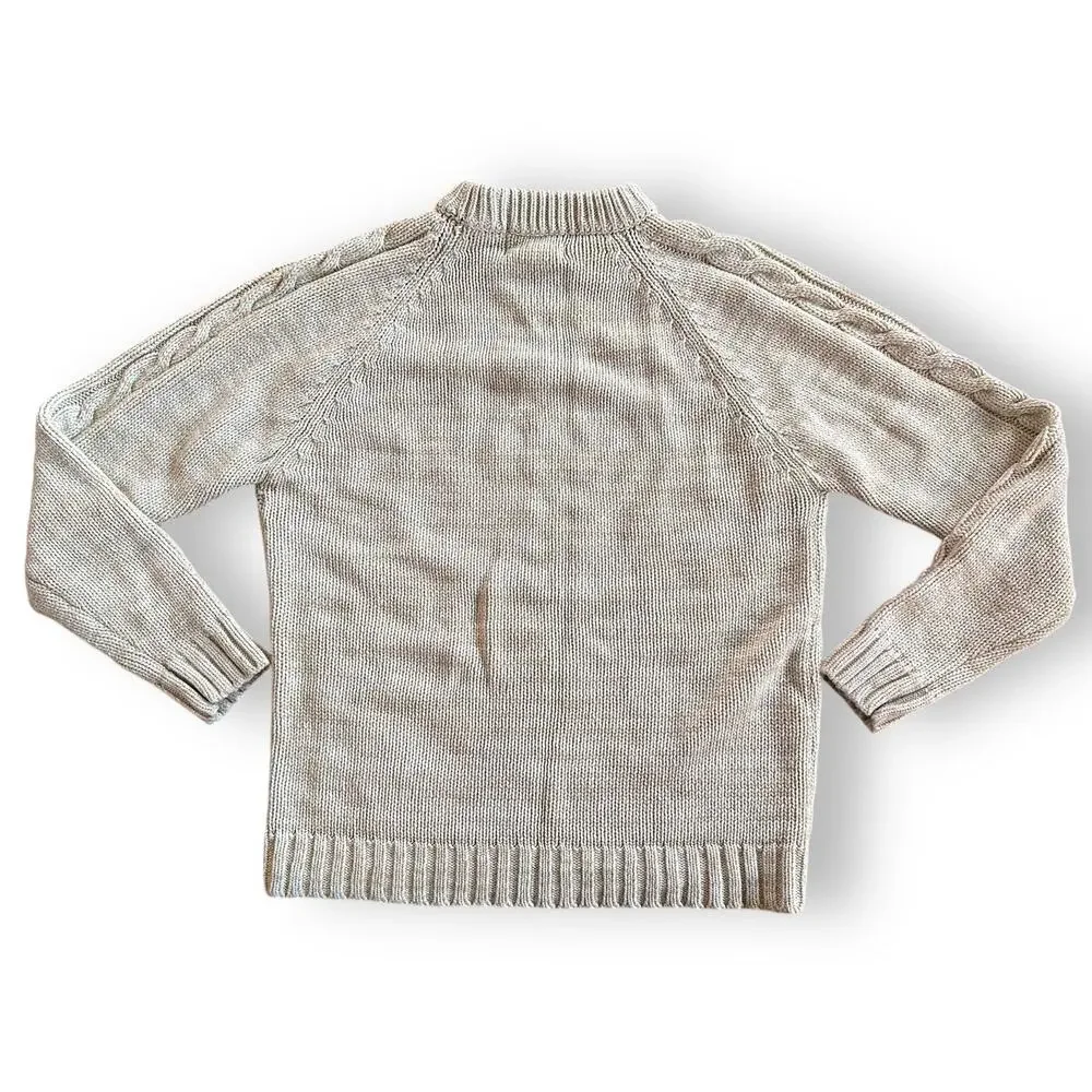 Vtg Madison Cable Stitch Fishermans Sweater Cream Acrylic Stockholm Style Chunky